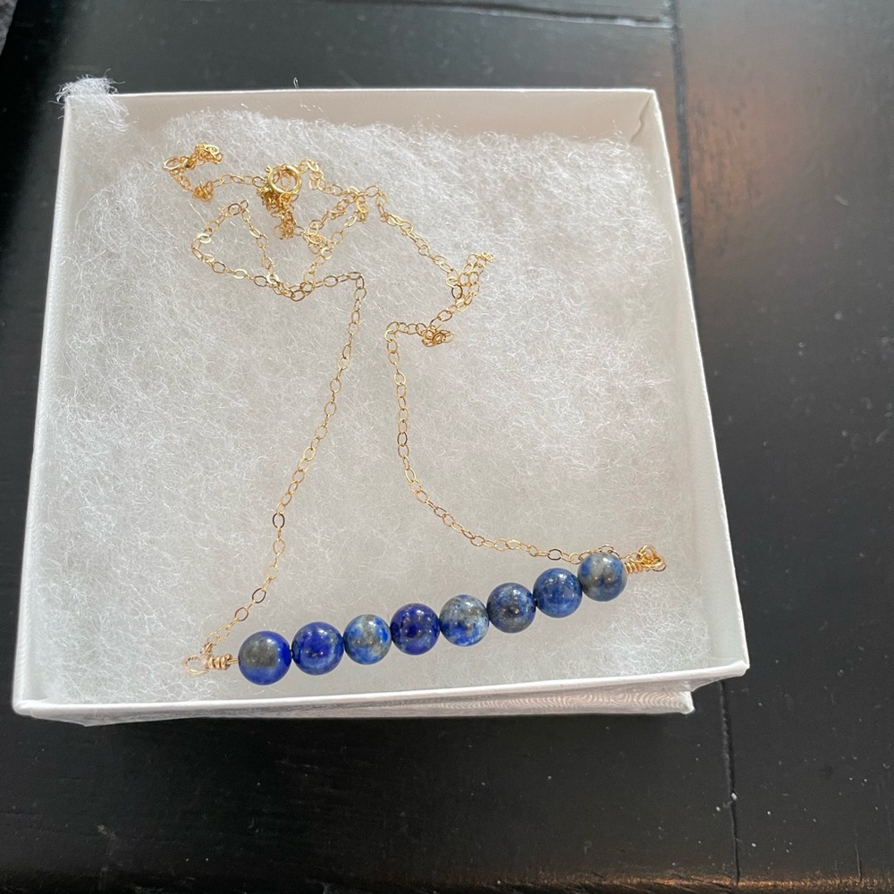 Lapis bar necklace